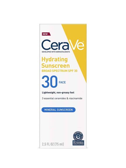 CeraVe Hydrating Sunscreen for Face, 30 SPF | 2.5 Ounce