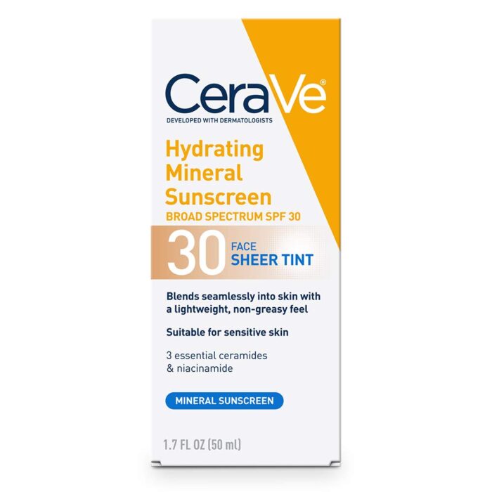CeraVe Tinted Sunscreen for Face, 30 SPF | 1.7 Ounce